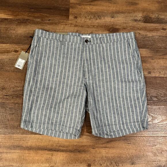 NEW Goodfellow & Co Blue Striped Chino Linden Shorts Size 42 Cotton Linen Blend - Picture 1 of 9